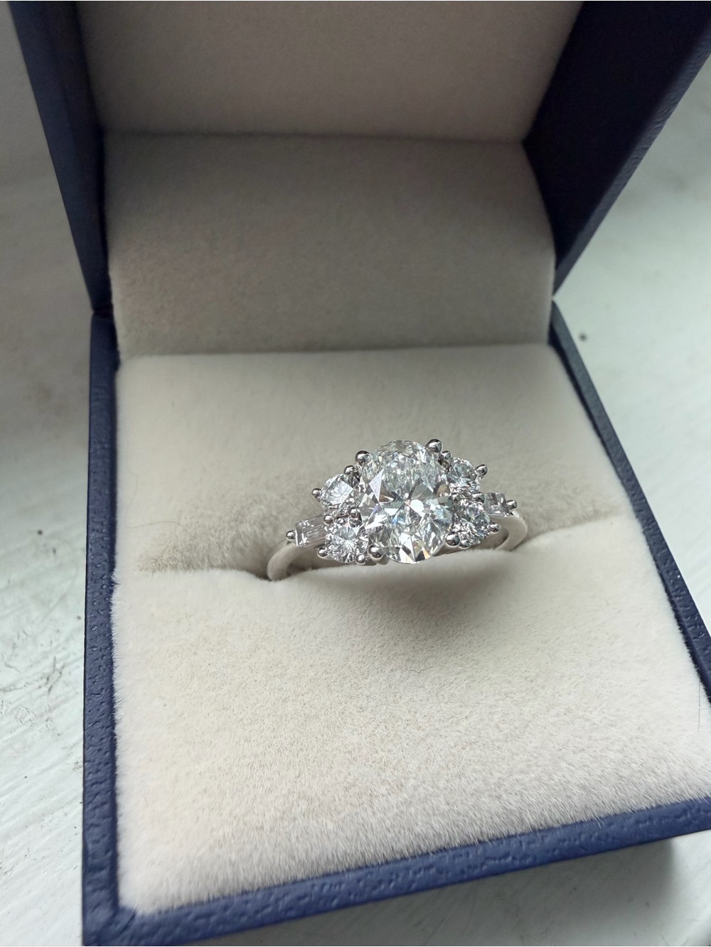 1.5 Ct Oval Diamond Multi-Stone Engagement Ring